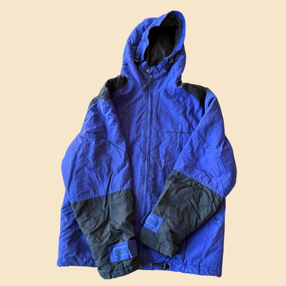 Old Navy Vintage Windbreaker Jacket Men’s Small Blue Black Hooded - Picture 5 of 6